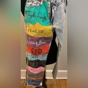 Custom painted Taylor Swift acid washed kids Jean